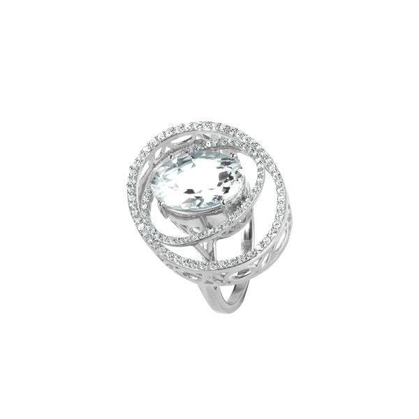 Jacques Lemans SE-R159A54 Damen Ring Gr. 54 Sterlingsilber t mit White Topaz